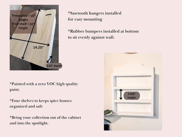 Lenox Spice Rack Shelf | White Handmade Solid Wood Lenox Spice Rack Shelf | for Lenox Village Spice Collectors.