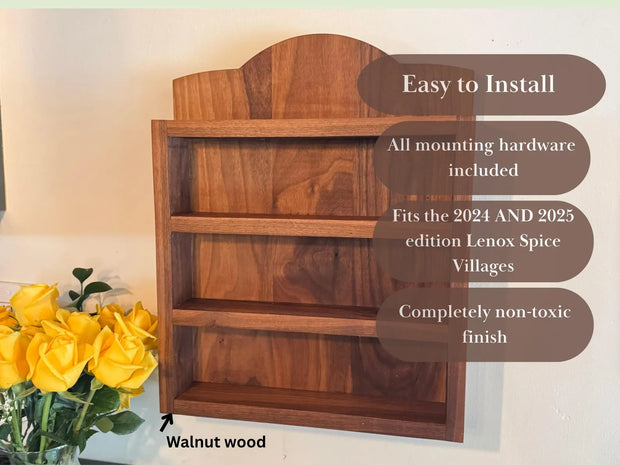 Lenox Spice Rack Shelf | Handmade Solid hardwood Lenox Spice Rack Shelf | for Lenox Village Spice Collectors