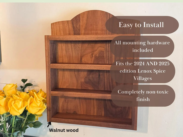Lenox Spice Rack Shelf | Handmade Solid hardwood Lenox Spice Rack Shelf | for Lenox Village Spice Collectors