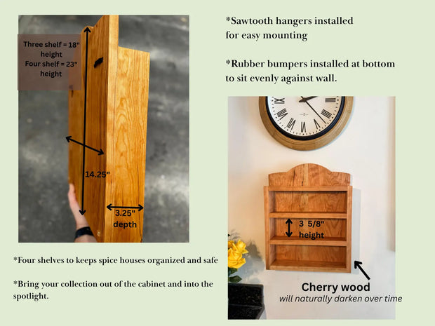 Lenox Spice Rack Shelf | Handmade Solid hardwood Lenox Spice Rack Shelf | for Lenox Village Spice Collectors