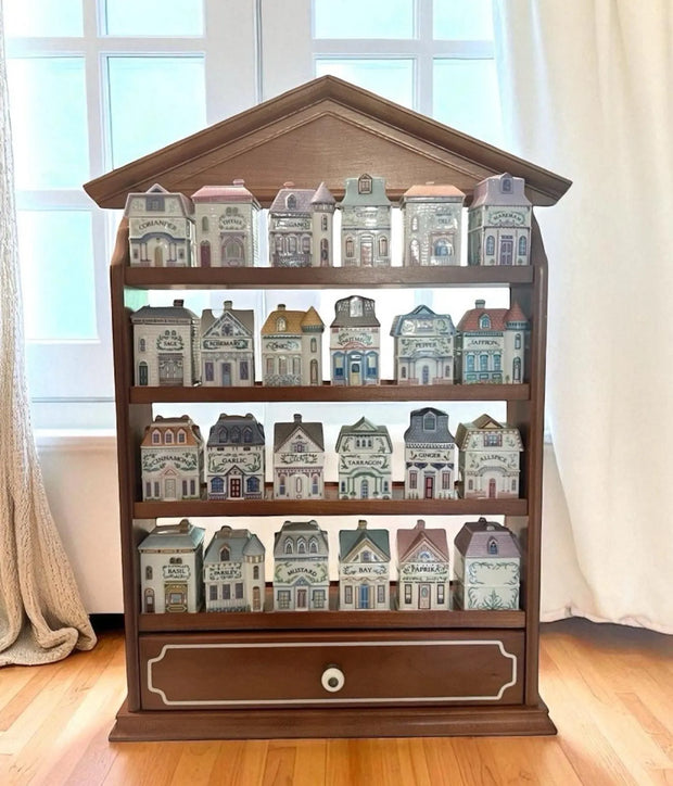 Vintage 1989 LENOX 24pc Spice Village Set Porcelain Houses/Wooden Rack RETIRED.