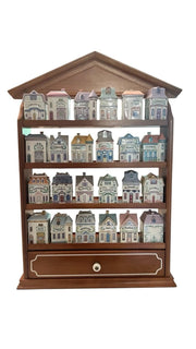 Vintage 1989 LENOX 24pc Spice Village Set Porcelain Houses/Wooden Rack RETIRED.