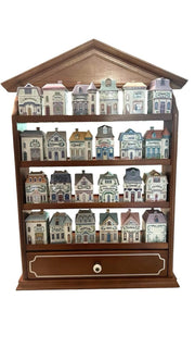Vintage 1989 LENOX 24pc Spice Village Set Porcelain Houses/Wooden Rack RETIRED.