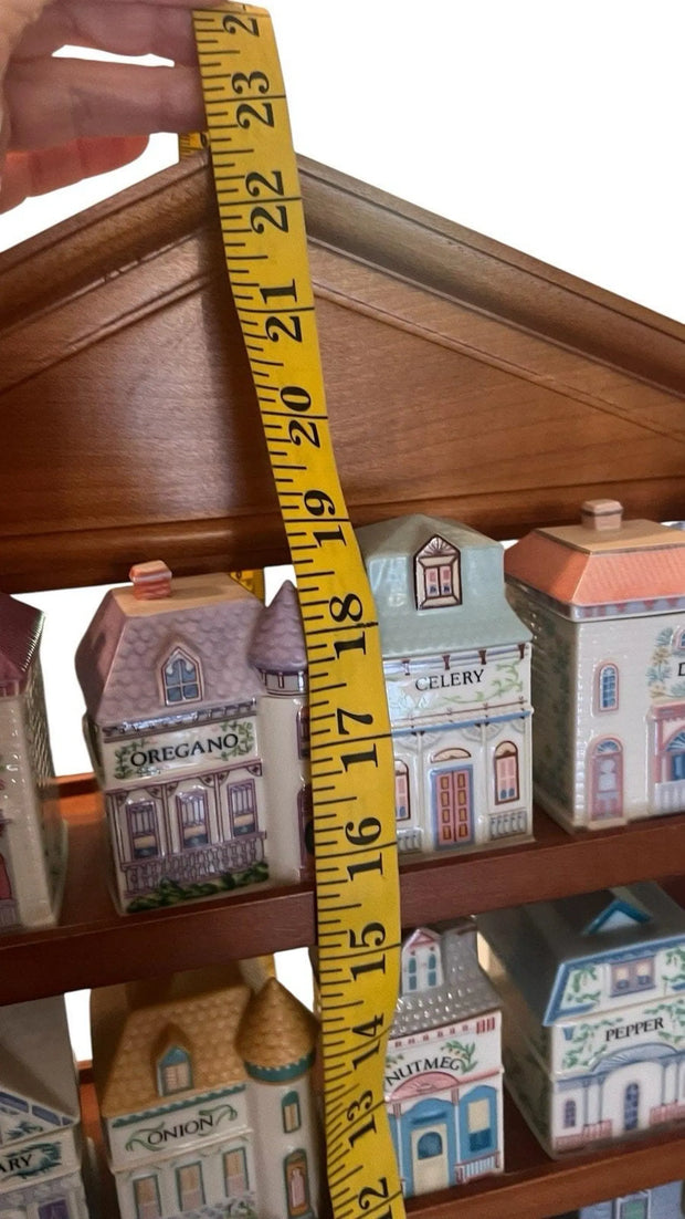 Vintage 1989 LENOX 24pc Spice Village Set Porcelain Houses/Wooden Rack RETIRED.